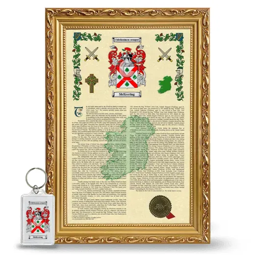 McKeating Framed Armorial History and Keychain - Gold