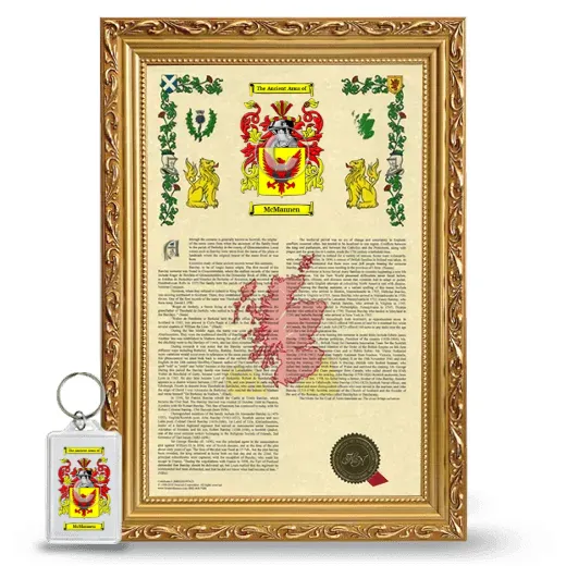 McMannen Framed Armorial History and Keychain - Gold