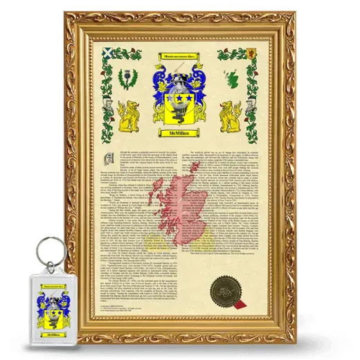 McMilian Framed Armorial History and Keychain - Gold
