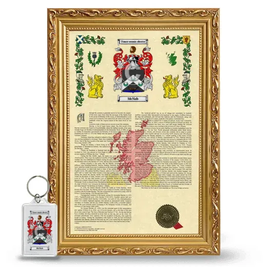 McNab Framed Armorial History and Keychain - Gold