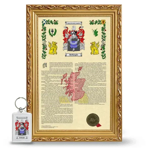 McNaught Framed Armorial History and Keychain - Gold