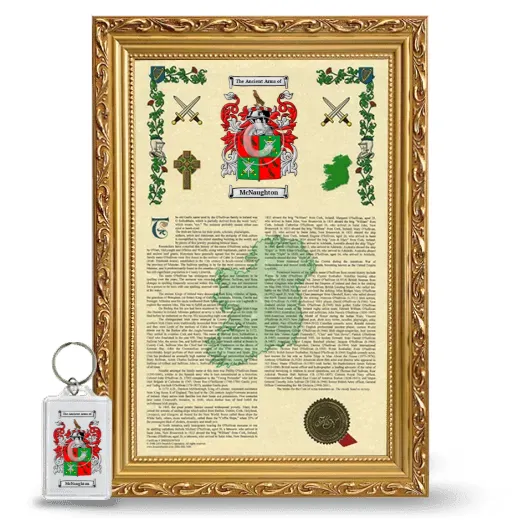 McNaughton Framed Armorial History and Keychain - Gold