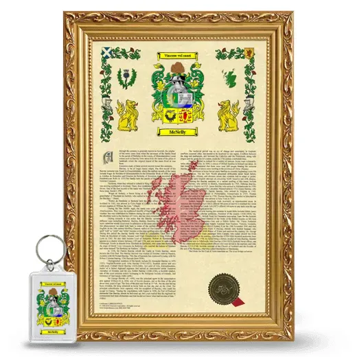 McNelly Framed Armorial History and Keychain - Gold