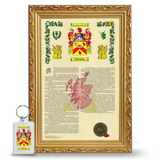 McNicholas Framed Armorial History and Keychain - Gold