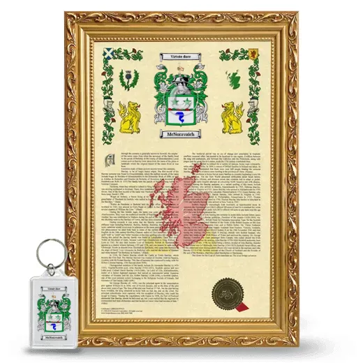 McNoravaich Framed Armorial History and Keychain - Gold