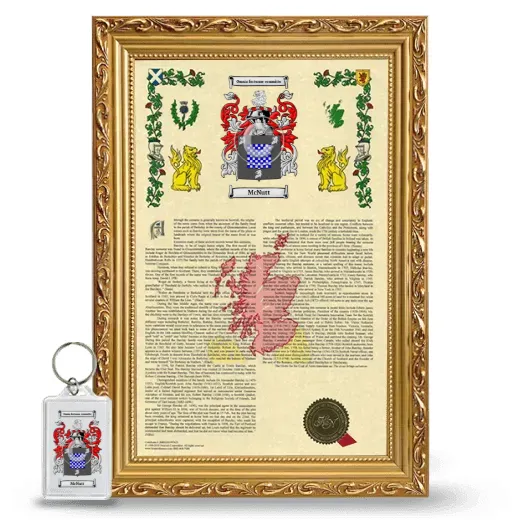 McNutt Framed Armorial History and Keychain - Gold