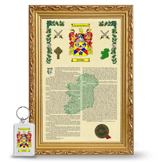 McOsker Framed Armorial History and Keychain - Gold