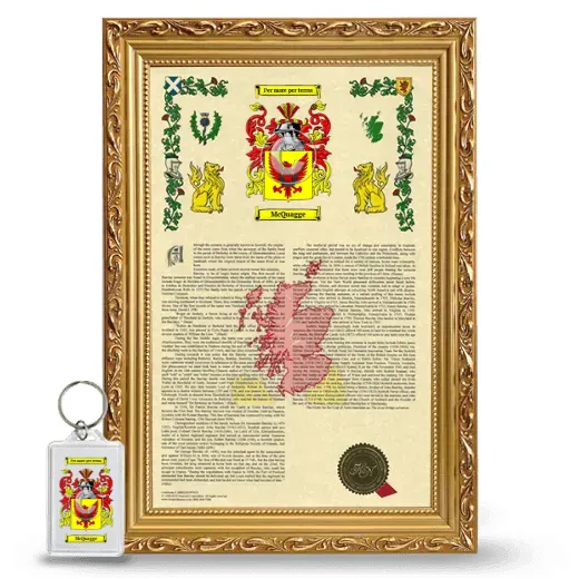McQuagge Framed Armorial History and Keychain - Gold