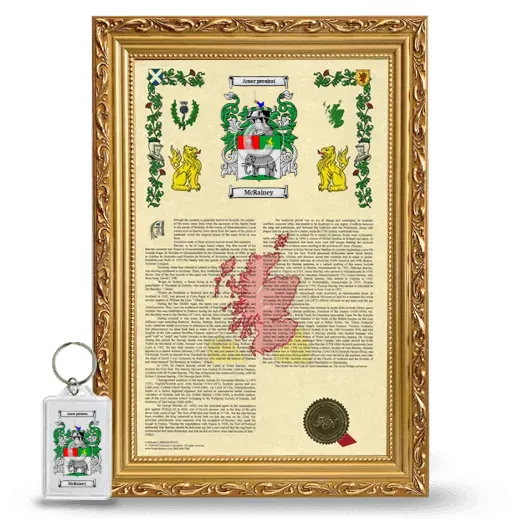 McRainey Framed Armorial History and Keychain - Gold
