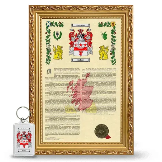 McRay Framed Armorial History and Keychain - Gold