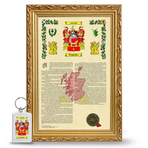 McSpadden Framed Armorial History and Keychain - Gold