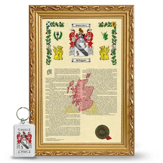 McToggart Framed Armorial History and Keychain - Gold