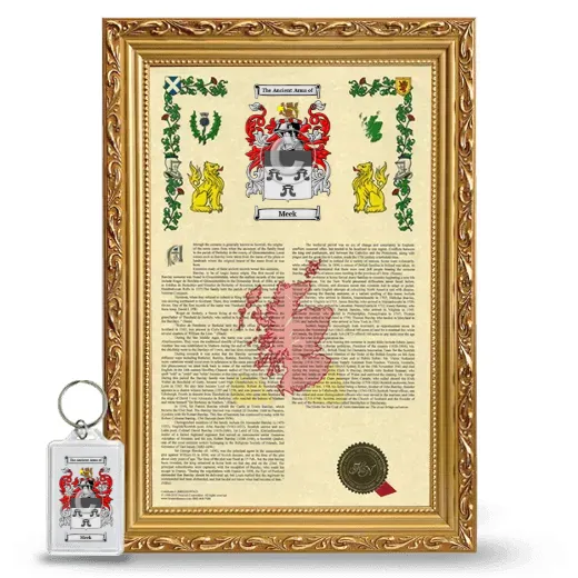 Meek Framed Armorial History and Keychain - Gold