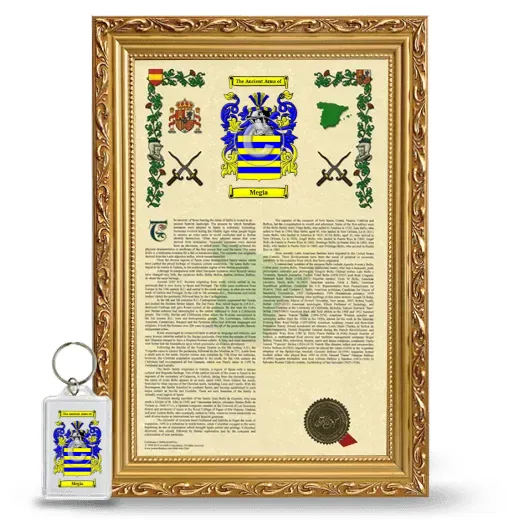 Megia Framed Armorial History and Keychain - Gold
