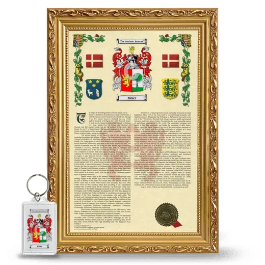 Meier Framed Armorial History and Keychain - Gold