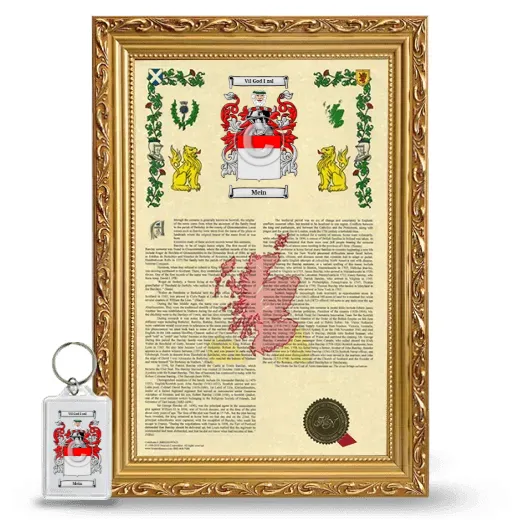 Mein Framed Armorial History and Keychain - Gold