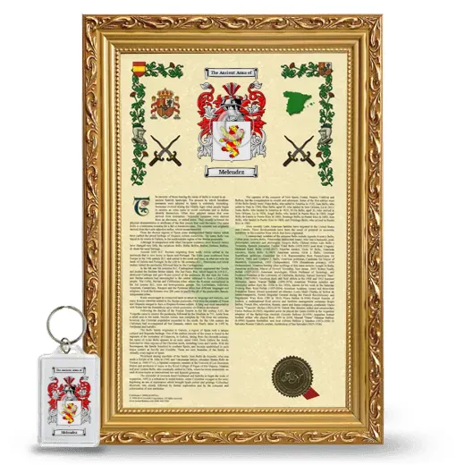 Melendez Framed Armorial History and Keychain - Gold