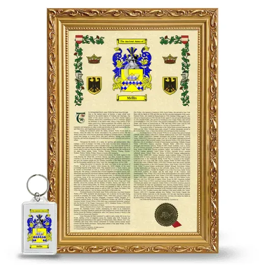 Mellin Framed Armorial History and Keychain - Gold
