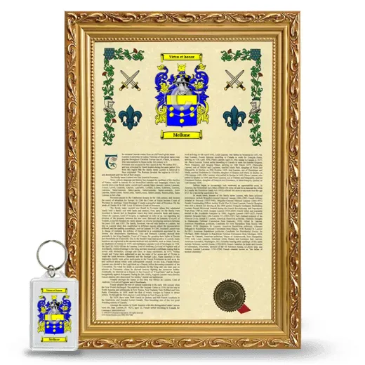 Mellune Framed Armorial History and Keychain - Gold