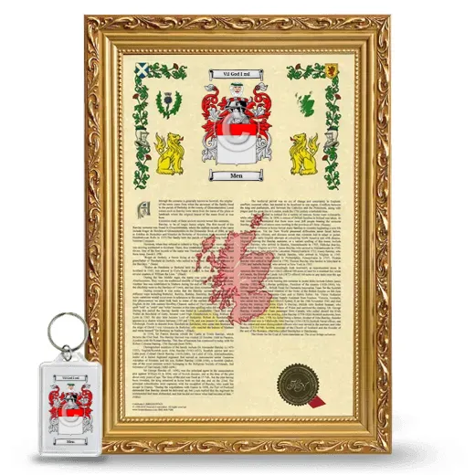 Men Framed Armorial History and Keychain - Gold