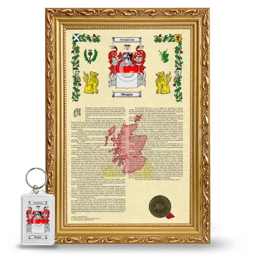 Menguy Framed Armorial History and Keychain - Gold