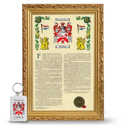 Menninga Framed Armorial History and Keychain - Gold