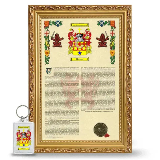 Mercers Framed Armorial History and Keychain - Gold