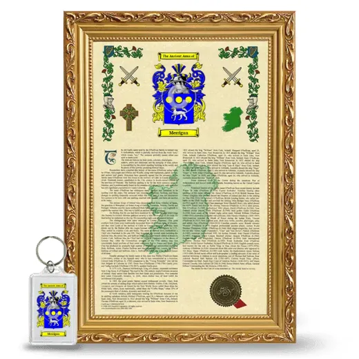 Merrigan Framed Armorial History and Keychain - Gold
