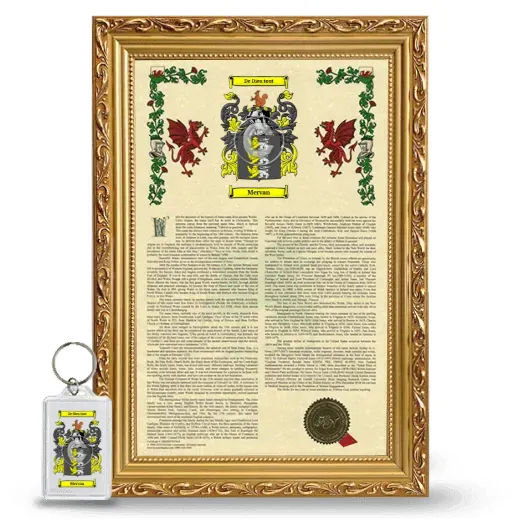 Mervan Framed Armorial History and Keychain - Gold