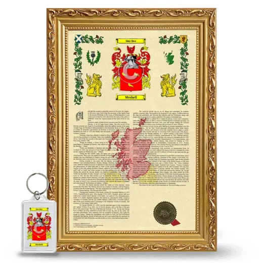 Meshell Framed Armorial History and Keychain - Gold