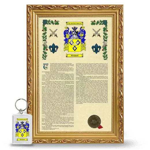 Mesnard Framed Armorial History and Keychain - Gold