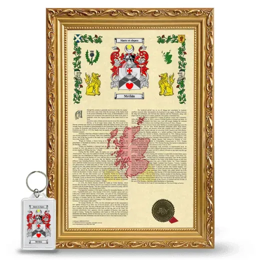 Methin Framed Armorial History and Keychain - Gold
