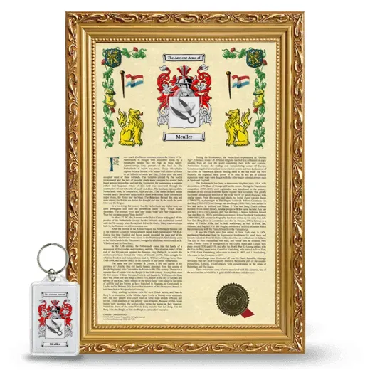 Meuller Framed Armorial History and Keychain - Gold