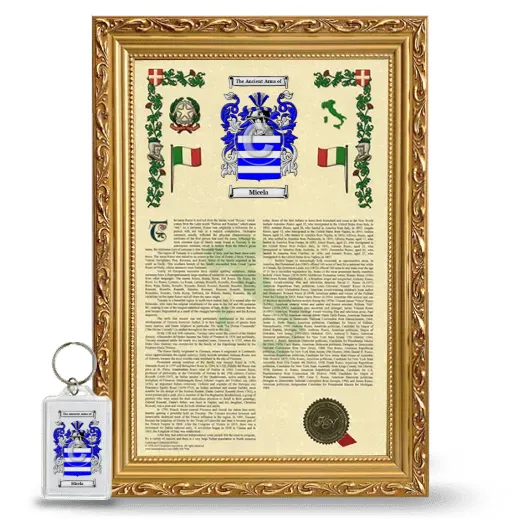 Micela Framed Armorial History and Keychain - Gold