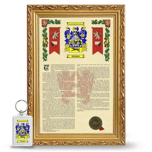 Michalak Framed Armorial History and Keychain - Gold