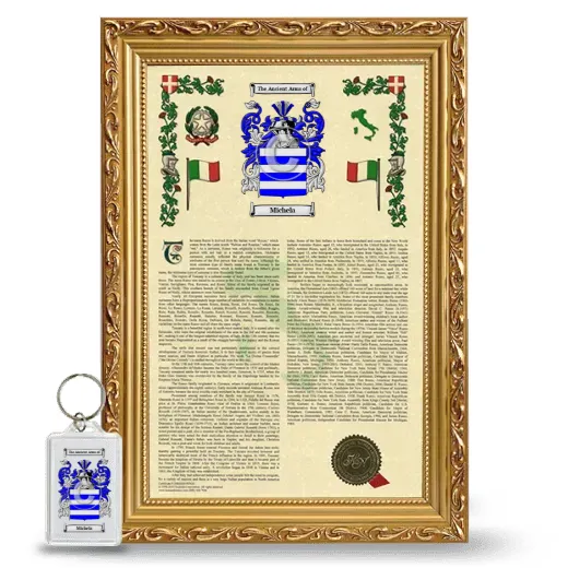 Michela Framed Armorial History and Keychain - Gold