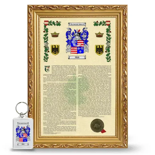 Mick Framed Armorial History and Keychain - Gold