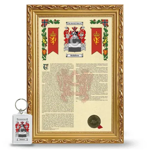 Mickelsen Framed Armorial History and Keychain - Gold