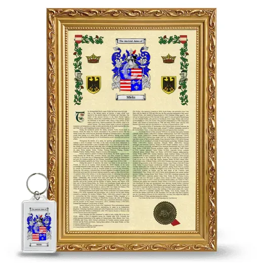 Micks Framed Armorial History and Keychain - Gold