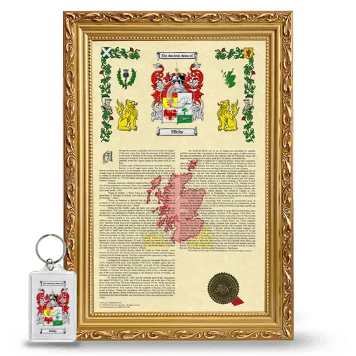 Micky Framed Armorial History and Keychain - Gold