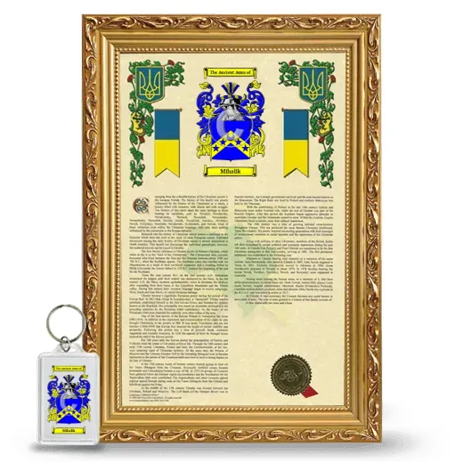 Mihalik Framed Armorial History and Keychain - Gold