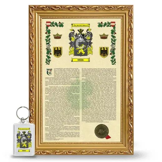 Mildde Framed Armorial History and Keychain - Gold
