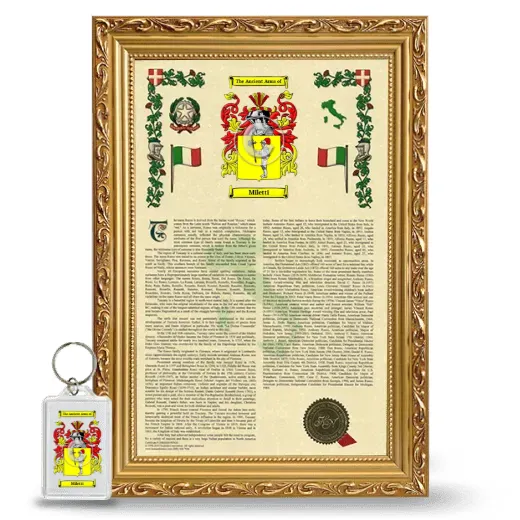 Miletti Framed Armorial History and Keychain - Gold
