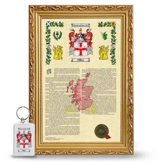Millars Framed Armorial History and Keychain - Gold