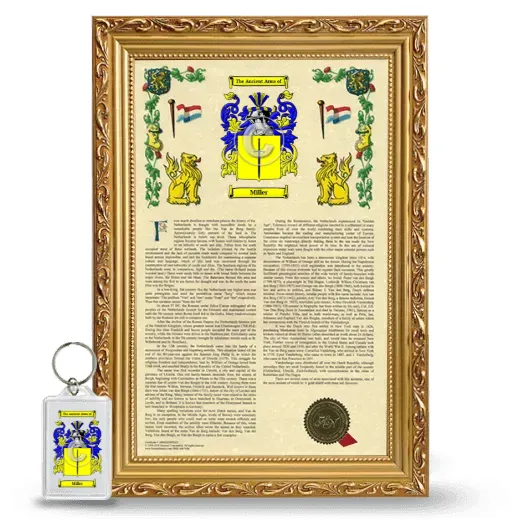 Miller Framed Armorial History and Keychain - Gold