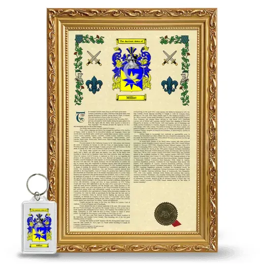 Milliat Framed Armorial History and Keychain - Gold