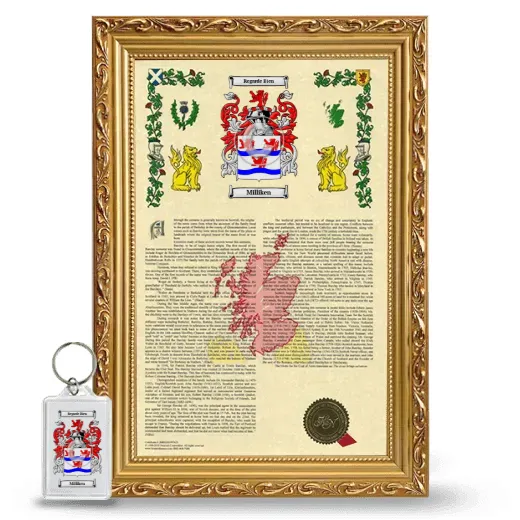 Milliken Framed Armorial History and Keychain - Gold