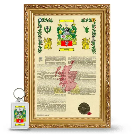 Milroy Framed Armorial History and Keychain - Gold