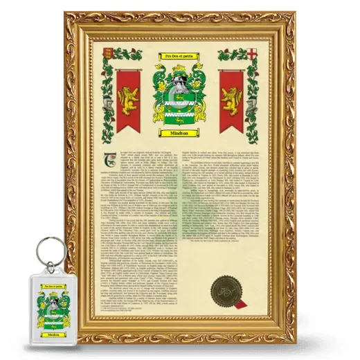 Mindton Framed Armorial History and Keychain - Gold