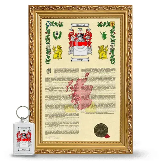 Minga Framed Armorial History and Keychain - Gold